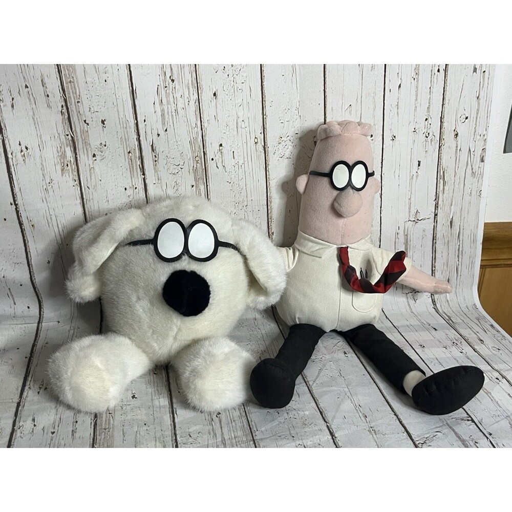 Dilbert and Dogbert Large Stuffed Plush Dolls Collectible